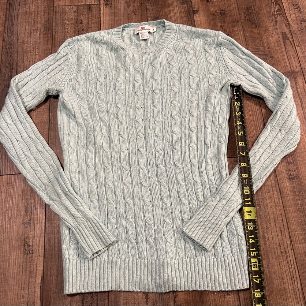 Vineyard Vines Womens Blue Crewneck Cashmere Wool Sweater Cable Knit - Picture 6 of 7